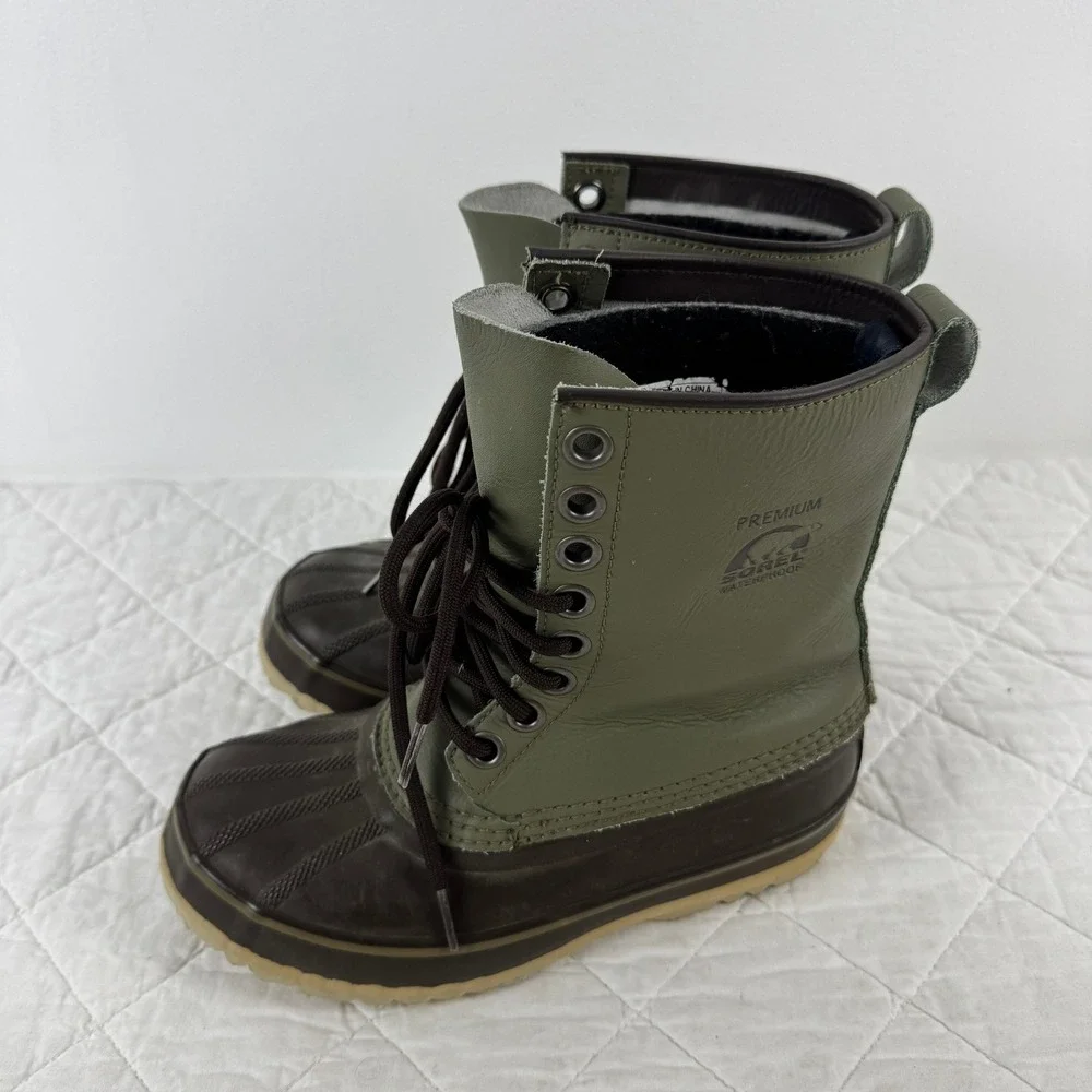 Sorel 1964 Premium Waterproof Duck Boots‎ Olive Green Brown NL1330-340 Womens 6